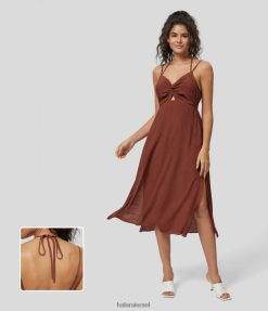 Halara נשים שמלת קז'ואל מידי קז'ואל שוטפת ללא גב ללא גב XX0PF1171 הַלבָּשָׁה סניטר ברנדי