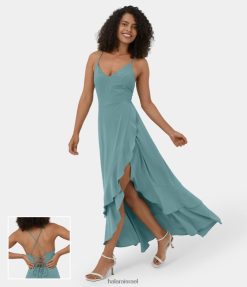 Halara נשים שמלת קז'ואל מקסי קז'ואל מהירה יבשה ללא גב. XX0PF1143 הַלבָּשָׁה כחול מינרלי