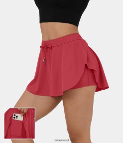 Halara נשים שרוך בינוני 2 ב-1 כיס צד מעוקל חצאית מיני יוגה XX0PF590 בגדים פעילים winterberry