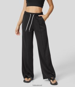 Halara נשים שרוך בינוני עלייה בכיסים מרובים מכנסי קז'ואל רגליים רחבות XX0PF216 הַלבָּשָׁה שָׁחוֹר