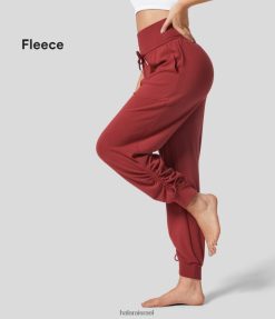 Halara נשים שרוך מותן גבוה כיס צד משולב באורך הקרסול מחודד צמר ג'וגרי קז'ואל XX0PF42 בגדים פעילים אדום תות