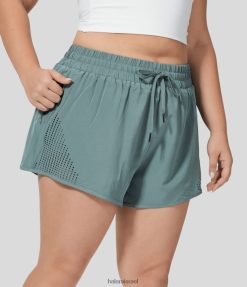 Halara נשים שרוך קצר בגובה בינוני כיס צד רוכסן 2 ב-1 יוגה בגודל גדול מכנסיים קצרים 3 אינץ' XX0PF2143 בגדים פעילים סוֹרָג