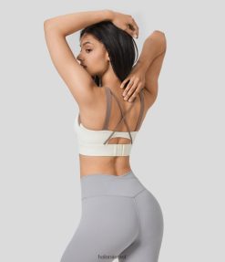 Halara נשים תמיכה בינונית חזיית ספורט ריצה עם אבזם מתכוונן ללא גב XX0PF1610 בגדים פעילים אלון לבן כשלג