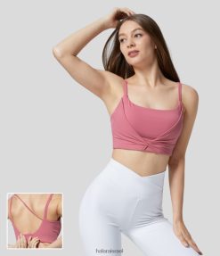 Halara נשים תמיכה נמוכה ללא גב אבזם מתכוונן יוגה מעוות חזיית ספורט XX0PF1616 בגדים פעילים ורוד רוז'