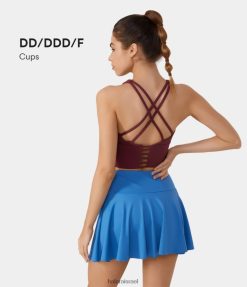 Halara נשים תמיכה נמוכה עם צוואר גבוה ארוך קו יוגה חזיית ספורט dd/ddd/f כוסות XX0PF1620 בגדים פעילים יין עמוק