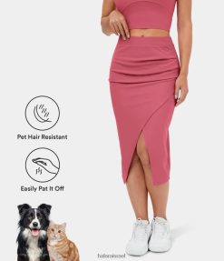 Halara נשים patitoff flow שיער חיות מחמד עמיד בשוליים מפוצלים bodycon midi קז'ואל חצאית XX0PF751 הַלבָּשָׁה ורד המדבר