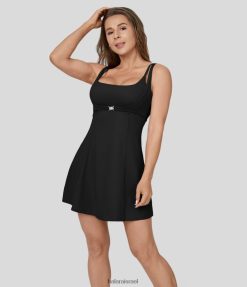 Halara נשים softlyzero אבזם ללא גב אוורירי להחליק מיני שמלת קז'ואל מגניבה XX0PF851 בגדים פעילים שָׁחוֹר