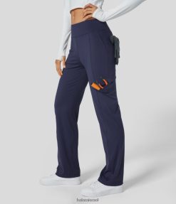 Halara נשים softlyzero אוורירי באמצע העלייה כיסים מרובים מגע מגניב עבודה מכנסיים ישרים XX0PF406 הַלבָּשָׁה מעיל טווס