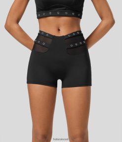 Halara נשים softlyzero אוורירי בינוני גב בצורת רשת ניגודיות מגניב מגע קז'ואל אופנוען קצר 3 אינץ' XX0PF1425 בגדים פעילים שָׁחוֹר