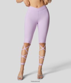 Halara נשים softlyzero אוורירי בצורת V קרוסאובר בינוני גובה חופת קשקש צולב חותלות קז'ואל מגניב מגע XX0PF1562 בגדים פעילים סחלב ורוד