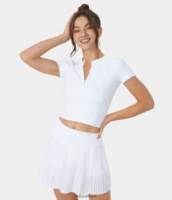 Halara נשים softlyzero אוורירי חצי רוכסן שרוול קצר מגע מגניב קצוץ טופ ספורט גולף XX0PF1813 בגדים פעילים לבן
