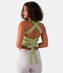 Halara נשים softlyzero אוורירי ללא גב מרופד צלב קשירה חזרה גופייה קצוצה אימון מגע מגניב XX0PF1682 בגדים פעילים קנה סוף