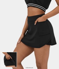 Halara נשים softlyzero אוורירי עם מותן ניגודיות רשת כיס צד מעוקל מכפלת 2 ב-1 קו מיני חצאית מגניבה קז'ואל XX0PF614 בגדים פעילים שָׁחוֹר
