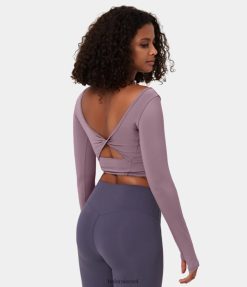 Halara נשים softlyzero אוורירי צוואר ללא גב חתוך חור מעוות באגודל חתוך מגע מגניב יוגה ספורט טופ XX0PF1913 בגדים פעילים סמבוק