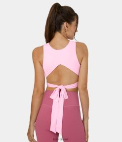 Halara נשים softlyzero אוורירי צוואר עגול קשירה לאחור חתוך קצוץ גופיית יוגה מגניבה מגע XX0PF1771 בגדים פעילים חוטם