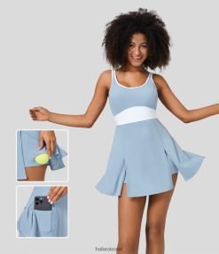 Halara נשים softlyzero אוורירי U neck ללא גב מפוצל 2-in-1 כיס צד מגניב מיקרו מיני טניס שמלה אקטיבית XX0PF855 בגדים פעילים מלאכים נופלים