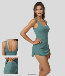 Halara נשים softlyzero אוורירית חסרת גב 2 חלקים כיס צד מגניב מגע מיני pickleball שמלה אקטיבית XX0PF853 בגדים פעילים כחול ציאן סלע