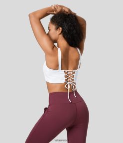 Halara נשים softlyzero אוורירית חסרת גב שרוכים צולבים עם מגע מגניב קצוץ גופייה קז'ואל XX0PF1790 בגדים פעילים לבן