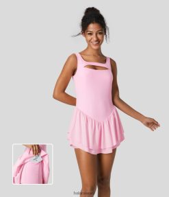 Halara נשים softlyzero אוורירית נטולת גב 2 ב-1 כיס שכבת סלסול מגע מגניב מיקרו מיני יוגה אקטיבית XX0PF862 בגדים פעילים חוטם