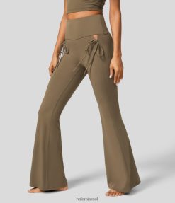 Halara נשים softlyzero גזרה גבוהה מותן קשירה קשירה קדמית מכנסיים דק יוגה מתלקחים XX0PF345 בגדים פעילים חום ערמונים