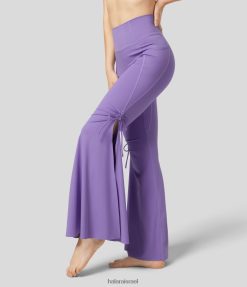 Halara נשים softlyzero מכנסי יוגה עם מותניים גבוהים אווריריים עם שרוך צד מפוצל XX0PF343 בגדים פעילים פרח איריס סגול