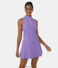 Halara נשים softlyzero מעמד אוורירי רוכסן צווארון כיס 2 חלקים מגניב מגע מיני גולף שמלה אקטיבית XX0PF884 בגדים פעילים פרח איריס סגול