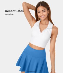 Halara נשים softlyzero צווארון אוורירי Racerback מגניב מגע קצוץ גופיית טניס XX0PF1726 בגדים פעילים לבן