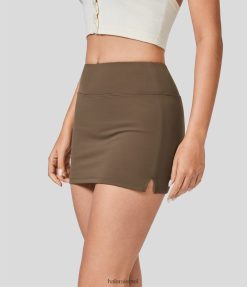 Halara נשים softlyzero קטיפה בינונית מפוצלת 2 ב-1 bodycon מיקרו מיני חצאית קז'ואל XX0PF541 הַלבָּשָׁה חום אדמדם