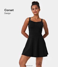 Halara נשים softlyzero קטיפה ללא גב שמלה פעילה XX0PF934 בגדים פעילים שָׁחוֹר