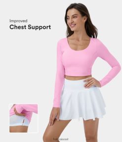 Halara נשים softlyzero קטיפה עם שרוול ארוך מתכוונן אבזם קצוץ יוגה ספורט XX0PF1877 בגדים פעילים חוטם