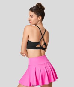 Halara נשים softlyzero רצועת ספגטי עם תמיכה נמוכה ללא גב חזיית ספורט יוגה חתוכה XX0PF1609 בגדים פעילים שָׁחוֹר