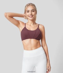 Halara נשים softlyzero תמיכה נמוכה רצועה מתכווננת לצוואר ללא גב חזיית ספורט יוגה XX0PF1622 בגדים פעילים מהגוני אדום