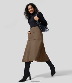 Halara נשים softlyzero eco חצאית זנב דג עם כיס מותן גבוה XX0PF764 הַלבָּשָׁה חום אדמדם