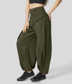 Halara נשים softlyzero eco מותניים גבוהים עם מספר כיסים מוצלבים מכנסי פנס קז'ואל XX0PF464 הַלבָּשָׁה ירוק אורן בודד