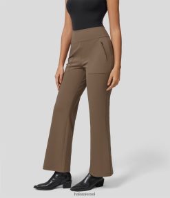 Halara נשים softlyzero eco מכנסי עבודה צדדיים עם רוכסן מותן גבוה XX0PF336 בגדים פעילים חום אדמדם