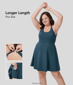 Halara נשים u צוואר ללא גב מעוות חתוך 2 ב-1 כיס צד מיני בר ריקוד בלט בתוספת מידה שמלה באורך ארוך יותר XX0PF2149 בגדים פעילים כחול מיוליקה